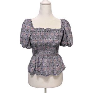 J Crew Liberty Fabric Floral Smocked Top